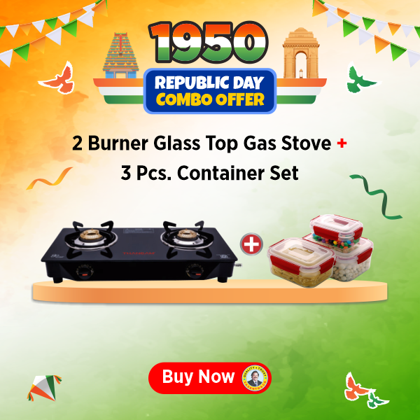 Buy Sowbaghya Compact 2B Glass Top Gas Stove - Vasanth & Co